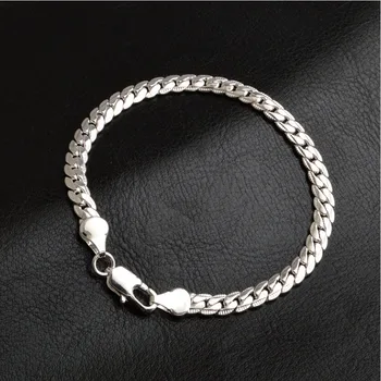 Móda Had Náhrdelník/Náramok Strieborné Šperky, 5 mm Šírka Crystal Trendy Mužov Náramky Vysokej Kvality