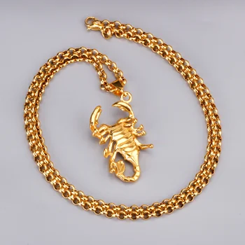 Móda Hiphop Zlaté Scorpion Prívesok Z Nehrdzavejúcej Ocele Zlatá Farba S Dlhým Reťazcom Vyhlásenie Náhrdelník Mužov Šperky