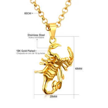 Móda Hiphop Zlaté Scorpion Prívesok Z Nehrdzavejúcej Ocele Zlatá Farba S Dlhým Reťazcom Vyhlásenie Náhrdelník Mužov Šperky