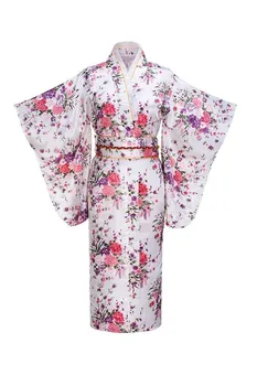 Móda Jazero modrá Večerné Šaty Japonských Žien, Tradície Yukata Kimono S Obi Vintage Cosplay Kostým Jedna veľkosť