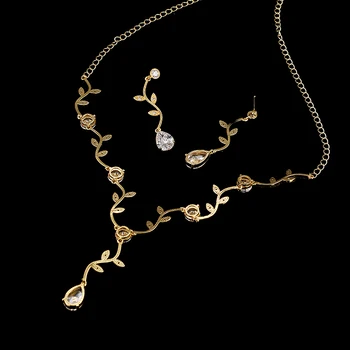Móda Kvapka Vody Zirkón Crystal Svadobné Šperky Sady Luxusnej Zlatej Farby Afriky Korálky Šperky Set Pre Ženy, Šperky AS136