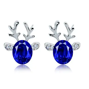 Móda kórejský boutique šperky modré Crystal gombíky, Náušnice luxusné Vianočné Sobie Parohy Náušnice pre ženy, dievča, darčeky ED12