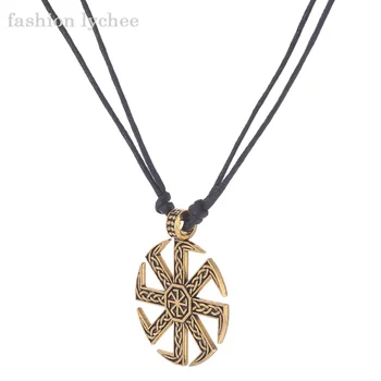 Móda liči Retro Amulet Pohanské Slovanské Slnko Talizman Prívesok Náhrdelník Kovové Reťaze Mužov Etnických Drop Náhrdelník Šperky