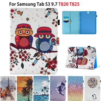 Móda Maľované obal Pre Samsung Galaxy Tab S3 9.7 T820 T825 SM-T820 puzdro Funda Tablet Silikónové Kožené Stojan Shell Capa