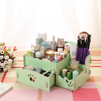 Móda Mini 2 Zásuvky Drevené tvoria Úložný Box Ceruzky, Drevené Papiernictvo úložný Box Ploche Zakka Organizovať Pre Halloween