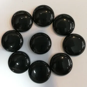 Móda prírodné black onyx kameňa 25 mm kruhový tvar guľôčok kabíny cabochon pre šperky, takže 20pcs/veľa Veľkoobchod doprava zadarmo