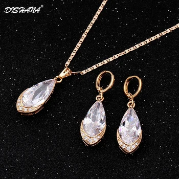 Móda Rakúsko Crystal kvapka Vody listy Náušnice, náhrdelníky sady šperkov Klasické Svadobné Šaty dámske Darčekové Veľkoobchod(JS0060)