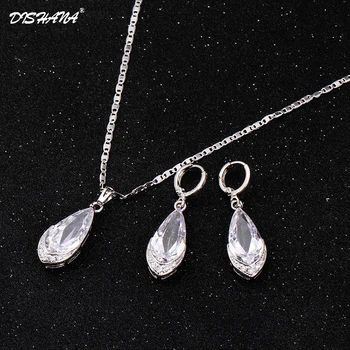 Móda Rakúsko Crystal kvapka Vody listy Náušnice, náhrdelníky sady šperkov Klasické Svadobné Šaty dámske Darčekové Veľkoobchod(JS0060)