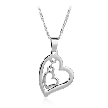 Móda Strieborné Pozlátené Náhrdelníky Na Deň matiek, Náhrdelníky Darček Klasické Duté Humanoidný Srdce Prívesky Roztomilý Drahokamu Šperky