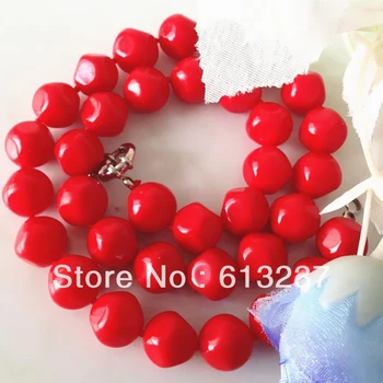 Móda svetlo červená nepravidelný umelé coral kolo 12 mm očarujúce korálky hot predaj šperkov náhrdelník, takže 18-palcové MY3370