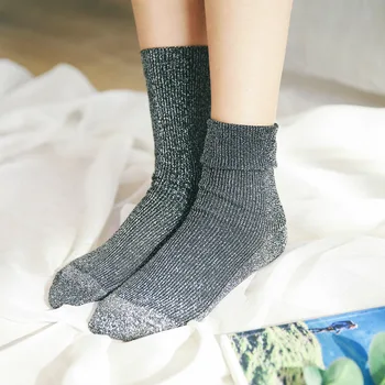 Móda svieti ponožky lurex jeseň zima pribrala pletené tepelnej ženy značky dlho harajuku boot ponožky vianočné Drop Shipping
