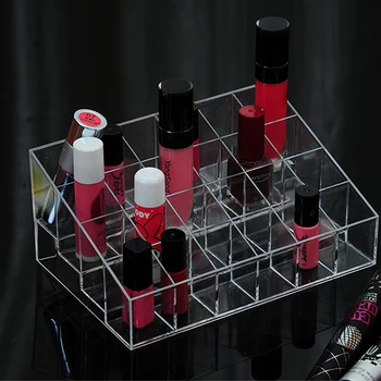 Móda Trapézové transparentné 24 bunky Kozmetika Rúž rack úložný box doprava zadarmo