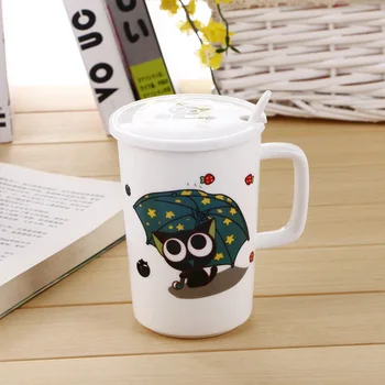 Móda tvorivé roztomilý kreslený keramické mačka hrnček raňajky poháre milovníkov mlieko nespresso kávu, čaj hrnčeky porcelánovej s vekom lyžica