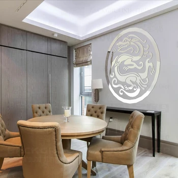 Móda tvorivé tradičný Čínsky drak zrkadlo samolepky na stenu pre obývacia izba jedáleň dekorácie R217