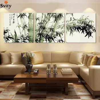 Móda veľké plátno umenie lacné moderné abstraktné bambusu plátno na stenu umenia krajiny olejomaľba obrázky pre obývacia izba NoFrame