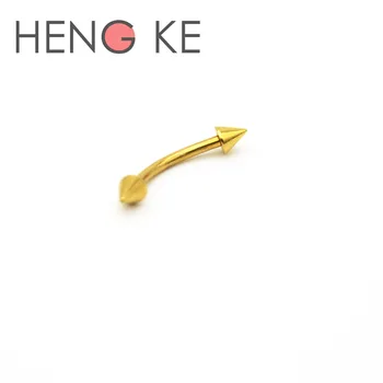 Móda Zlato, Titán Obočie Krúžok Bary Zakrivené 1,2 mm Spike Činku Piercing Šperkov Banán 16 Rozchod Náušnice Hip Hop