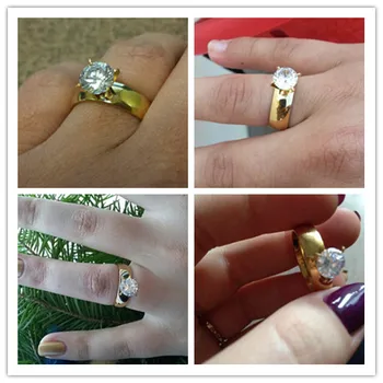 Móda Závierka Prstene pre Ženy, Zlatá Farba Kolo White Crystal Krúžky Zirkón CZ Kapely Zásnubný Prsteň