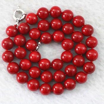 Móda červené umelé coral kameňa 8 mm 10 mm 12 mm 14 mm nádherné okrúhle korálky, ručne vyrábané šperky lano náhrdelník 18-palcové B1015