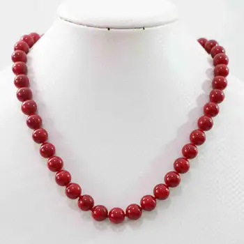 Móda červené umelé coral kameňa 8 mm 10 mm 12 mm 14 mm nádherné okrúhle korálky, ručne vyrábané šperky lano náhrdelník 18-palcové B1015
