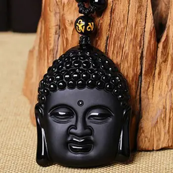 Móda Čierna Obsidián Buddha Náhrdelník Lucky Amulet Choker Príveskom Kúzlo Šperky Tathagátu Sveter Reťazca Pre Ženy WSY9005