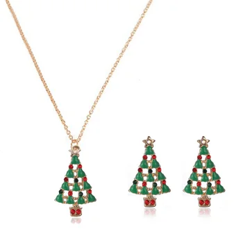 Móda Ženy Vianočné Šperky Set Santa Claus Snehuliak krásny Strom Bell Vianoce s Príveskom, Náušnice, Náhrdelník pre Ženy, Darčeky