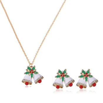 Móda Ženy Vianočné Šperky Set Santa Claus Snehuliak krásny Strom Bell Vianoce s Príveskom, Náušnice, Náhrdelník pre Ženy, Darčeky