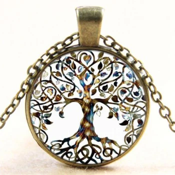 Móda Života Stromu Prívesok Náhrdelník Umelecké Sklo Cabochon Náhrdelník Bronzová Reťaz Vintage Choker Vyhlásenie Náhrdelník Ženy Šperky
