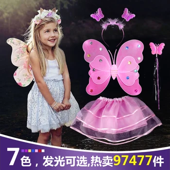 Módna show je oblečený v júni 1 detským anjeli motýlích krídel tri-kus svetelný hračka čarovná palička