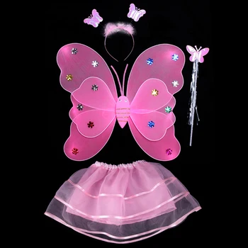 Módna show je oblečený v júni 1 detským anjeli motýlích krídel tri-kus svetelný hračka čarovná palička
