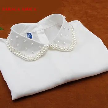 Módne Biela False Golier, Blúzky, Odnímateľný Obojky Ženy Oblečenie Pearl Príslušenstvo A013