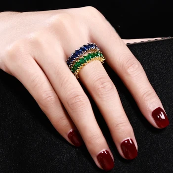 Módne farebné prst prsteň pripraviť cubic zirconia Elegantný, jednoduchý dizajn 6 Farieb Výročie Šperky Hot Štýl Kruhu Krúžky