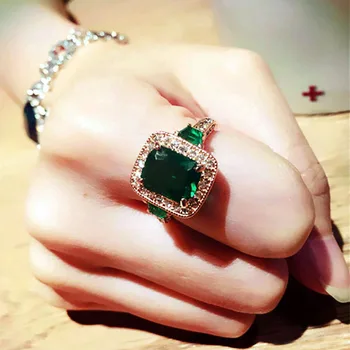 Módne Originálne Rakúsko Crystal Luxusný Klasický Obdĺžnik Zelená Kamenný Kruh, Štvorec Červená CZ 4 Kolík Vintage Ženy Šperky