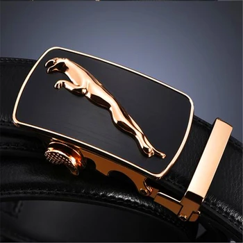 Módne pánske kožené pásu automatickej pracky muž pás formálne pás dlhé nohavice pás vyhovovali popruh zlatý kov Jaguar štýl