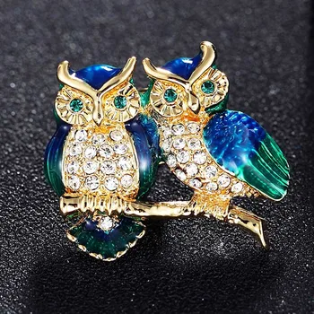 Módne pánske šperky, brošne roztomilý dve sova brošňa pin malé cartoon vtákov hidžáb kolíky a broaches najlepšie klobúky príslušenstvo