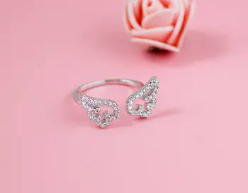 Módne Svadobné Anjel krídla krúžok s dutým micro pave zirkón rose gold-farba nastaviteľné prstene pre ženy šperky veľkoobchod