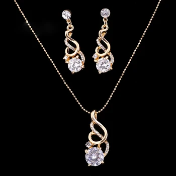 Módne Svadobné CZ Kryštálmi Šperky Sady pre Ženy valentines day darček Strany Náhrdelníky Náušnice Indickej Afriky Korálky Šperky Sady