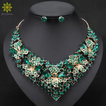 Módne Trendy Nigérijský Svadobné Afriky Korálky Sady Šperkov Crystal Náhrdelníky Náušnice Nastavenie Strany, Svadobné Šperky Set Dubaj