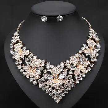 Módne Trendy Nigérijský Svadobné Afriky Korálky Sady Šperkov Crystal Náhrdelníky Náušnice Nastavenie Strany, Svadobné Šperky Set Dubaj