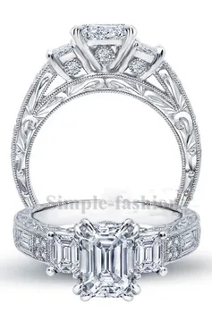 Módne Šperky Starožitné Šperky Princezná rez 3ct AAAAA zirkón cz 925 Sterling silver Ženy Zapojenie Svadobné Kapela Prsteň