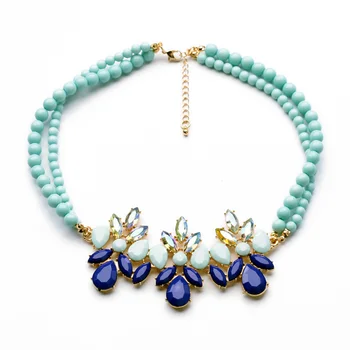 Módne Šperky Svetlo Modrá Korálkový Náhrdelník Kvetinové Kúzlo Strand Náhrdelník Príslušenstvo pre Ženy
