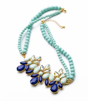 Módne Šperky Svetlo Modrá Korálkový Náhrdelník Kvetinové Kúzlo Strand Náhrdelník Príslušenstvo pre Ženy