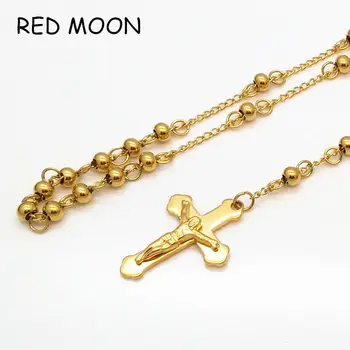 Módne Šperky z Nerezovej Ocele Ruženec Náhrdelník Panny Kríž Ježiša Prívesok Náhrdelníky Ťažké Zlatá Farba Hip hop Mužov Šperky