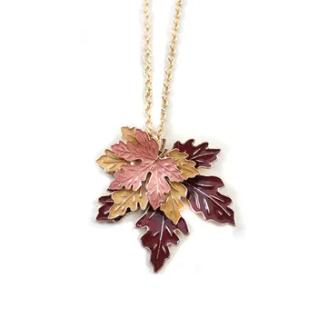 Módny náhrdelník Krásny javorový smalt list rastliny dlhý náhrdelník sveter reťazca 2016 doprava zadarmo