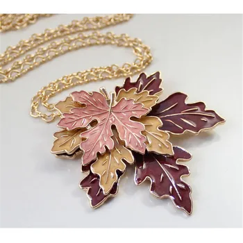 Módny náhrdelník Krásny javorový smalt list rastliny dlhý náhrdelník sveter reťazca 2016 doprava zadarmo
