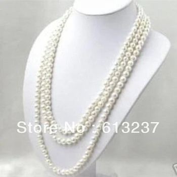 Módny Štýl 6-7mm krásne biele akoya krásne pestované perly okrúhle korálky diy Náhrdelník 80