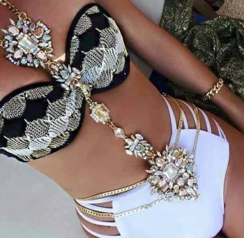 Módy Sexy DIY bodychain Kúzlo Prehnané Nočný Klub Party Dlho Prethoracic náhrdelník Bib Vyhlásenie dámske šperky