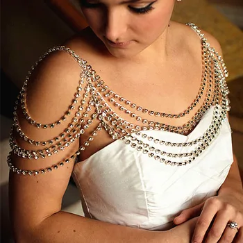 Módy sexy reťazca lesklé drahokamu crystal oka postroj náhrdelník ženy viacvrstvových reťazca ramená reťazca šperky