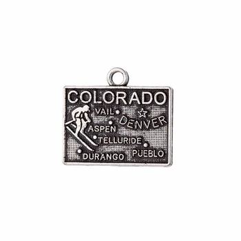 Môj tvar 40Pcs Colorado Amerike Štátu Mapu Kúzlo Starožitné Prívesok Diy Handmade Šperky, Takže 19*17 mm
