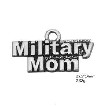 Môj tvar 40Pcs Kovové Slovo Vojenské Mama Prívesky, Šperky Pre Ženy