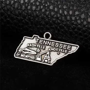Môj tvar 40Pcs Nový Dizajn Tennessee zliatiny zinku Starožitné USA Štát Mapu Kúzlo Prívesok Vintage Štýl, Šperky 29*19 mm